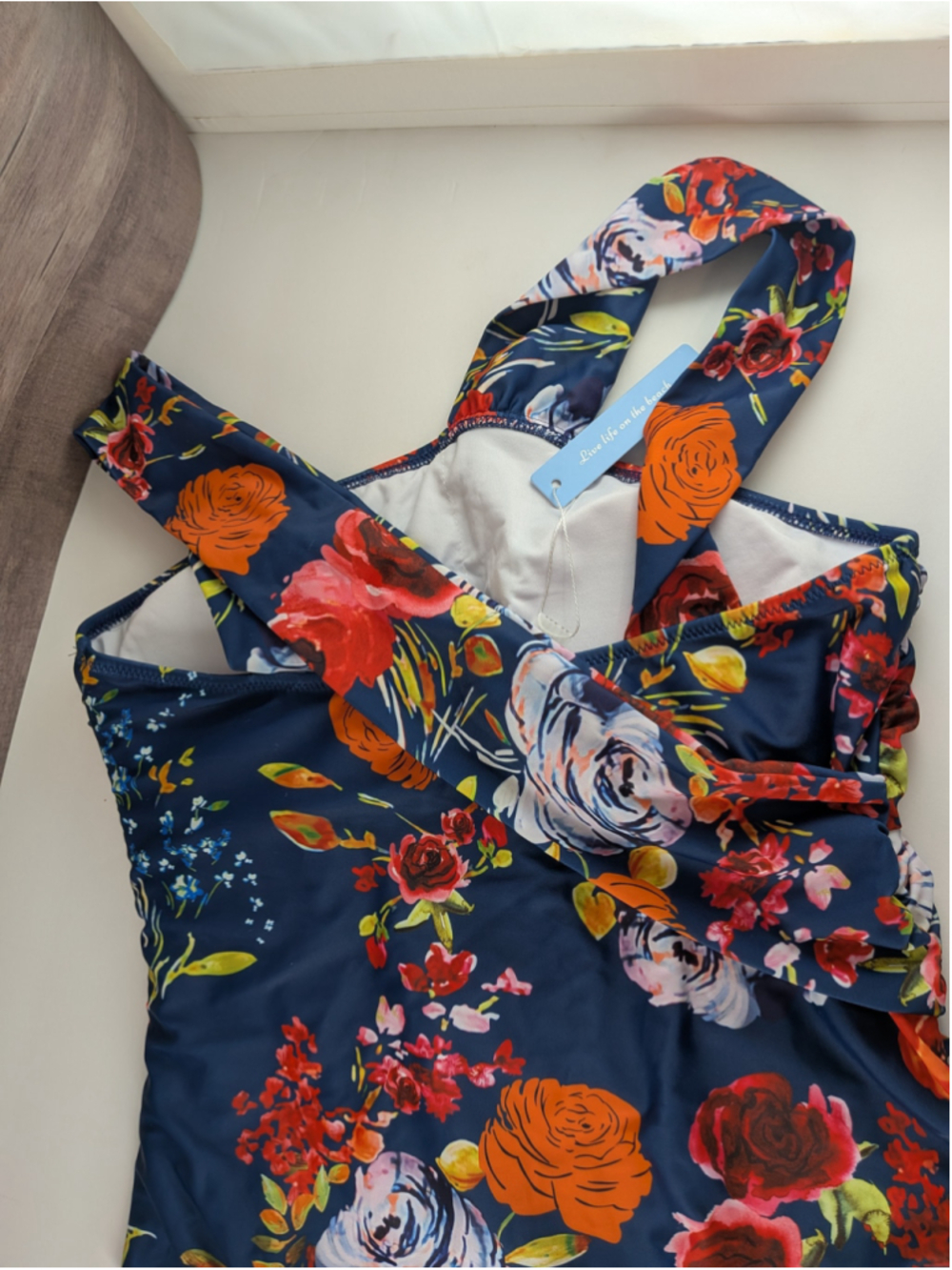 Cupshe Navy Floral One Piece Swimsuit L - Picture 6 of 9
